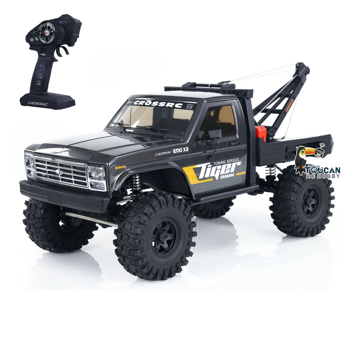 US Stock 1/8 CROSSRC EMO X3 4WD RC Rescue Towing Crawler Radio Control Car Two Speed Gearbox Brushed Motor ESC Differential Lock