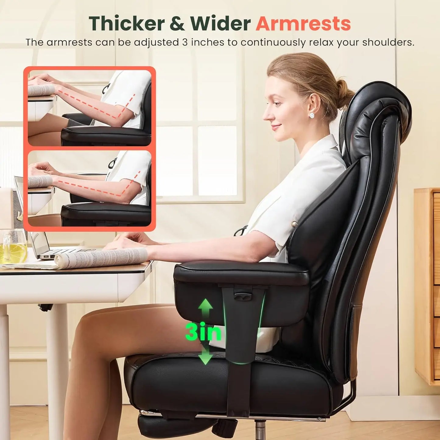500lbs Big and Tall Office Chair Adjustable Lumbar Support, Extra Wide Seat Ergonomic Gaming Chair with Footrest,, Customized