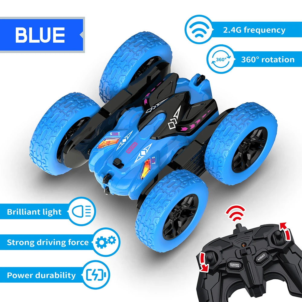Stunt Remote Control Car Toy - Upgraded Light Bar and Headlight Car - Double sided 360 ° Rotation -4WD Drift Truck - Boy‘'s Gift