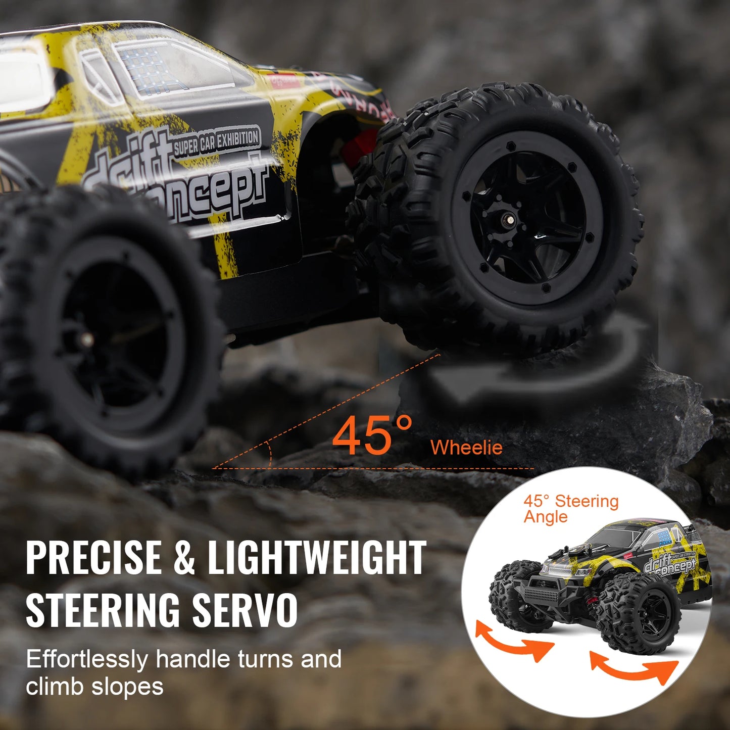 SucceBuy 45KM/H 4WD RC Car 1:18 All Terrain Off-Road with High Speed Remote Control Truck Drift Monster Toys Gifts for Boys Kids