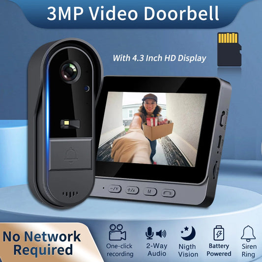 WiFi wireless smart video doorbell, Two-way outdoor 1080P HD camera, Wireless intercom voice, Smart home waterproof doorbell