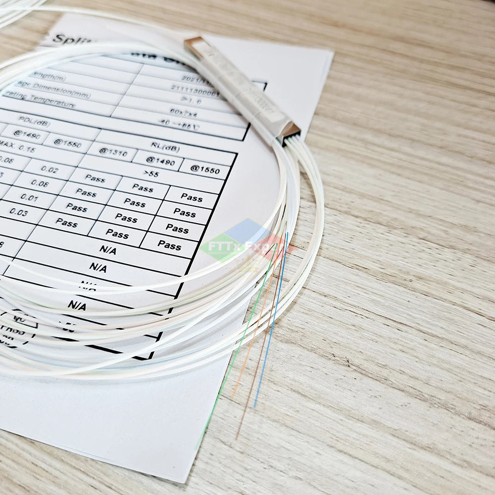 High Quality 10pcs/lot 0.9mm Steel Tube Fiber Optic PLC Splitter 1x2 1x4 1x8 1x16 No Connector Mini 1*8 plc Splitter