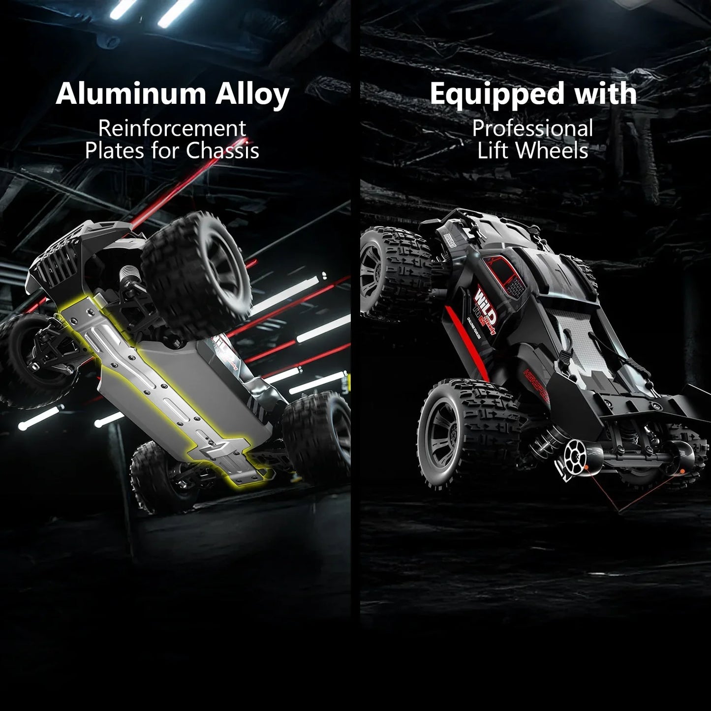 1/16RC Offroad Truck-Durable Beginner RC Car, High Speed 40 Km/h, Remote Control Monster Truck with 2 Rechargeable 7.4V 1500 mAh