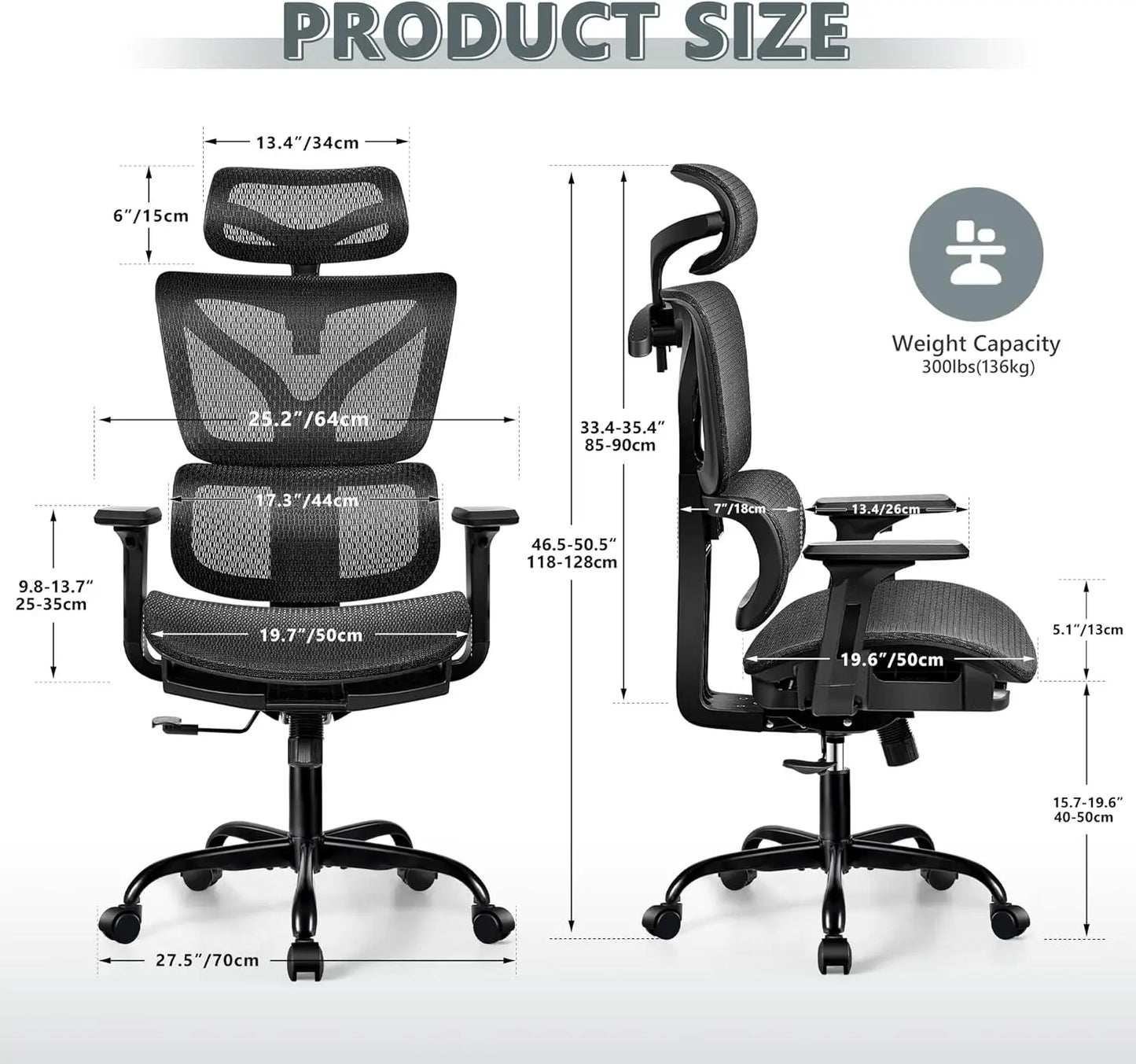 Office Chair Ergonomic Desk Chair, High Back Gaming Chair, Big and Tall Reclining Breathable Mesh Chair Comfy Home Office Chair