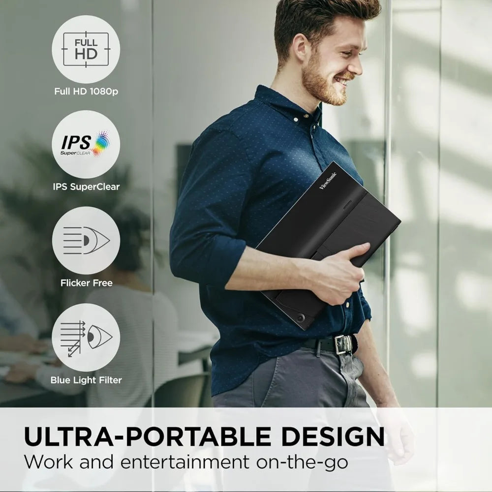 VA1655 15.6 Inch 1080p FHD IPS Portable Monitor with Built-in Stand, 60W USB C, Mini HDMI, Protective Case and - Hot Sale