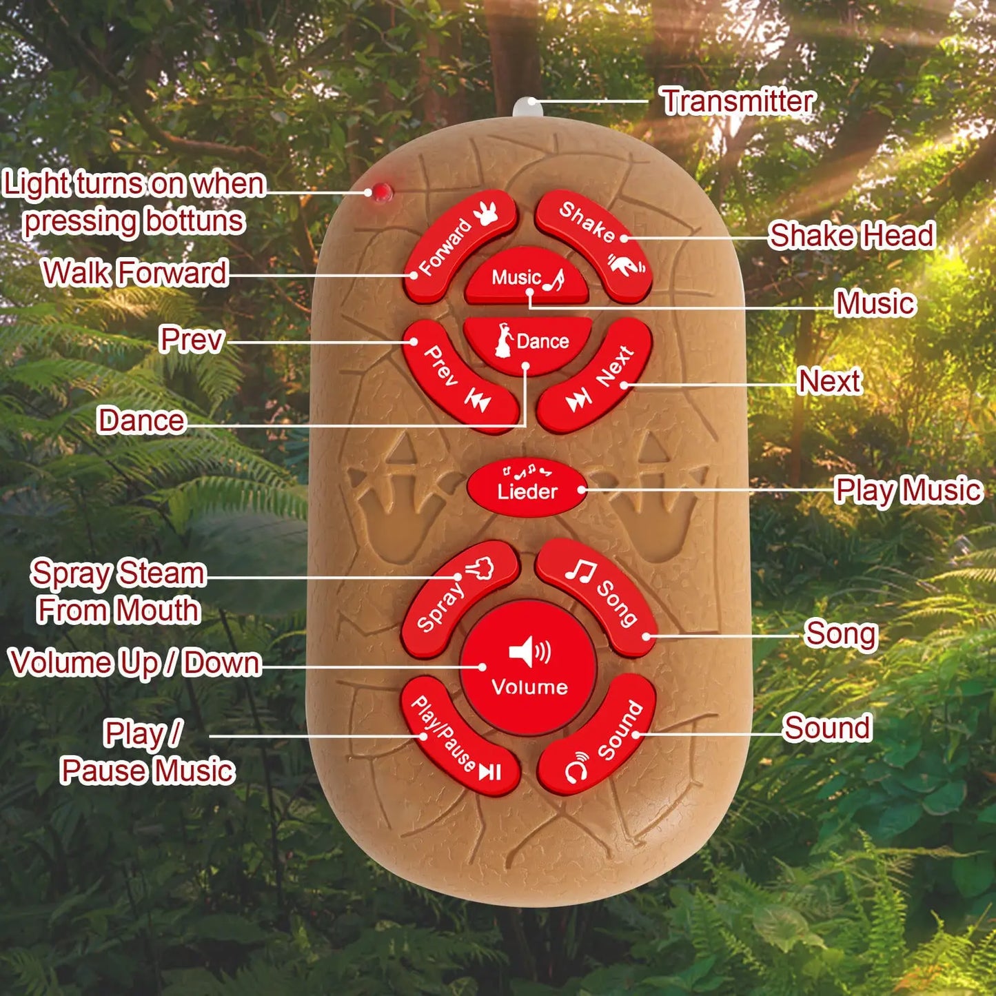 Remote Control Dinosaur Toy Spray Walking Tyrannosaurus Rex Roaring LED Light Children Dinosaur Toy Boy Girl Birthday Gift