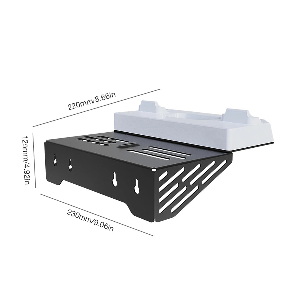 Wall Mount Kit & Charging Station W/ Headset Holder Metal Wall Hanging Charger Stand for for PS5/PS5 Slim Disc & Digital Console
