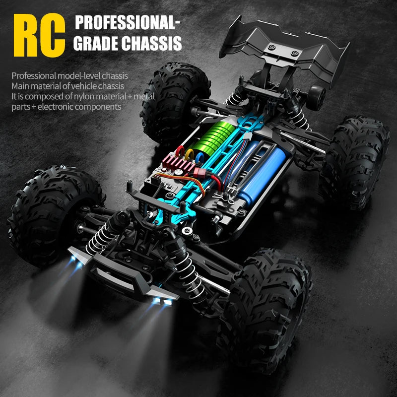 1:16 70KM/H Or 80KM/KBDFA D847 4WD RC Car With LED Remote Control Cars High Speed Drift Monster 4x4 Truck for Kids