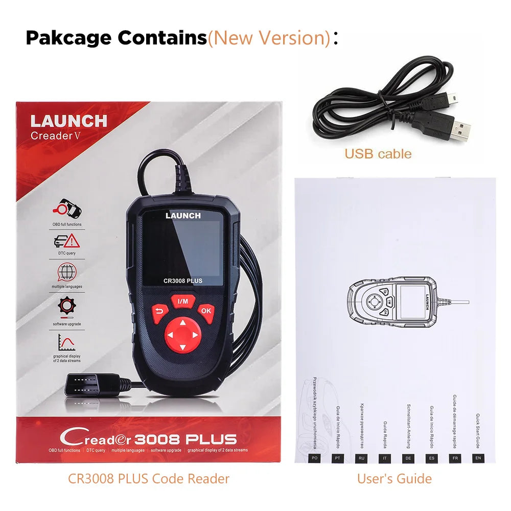 LAUNCH X431 CR3008 PLUS OBD2 Scanner OBDII Code Reader Diagnostic Tool DTC Lookup Check Engine Battery Scan Lifetime Free Update