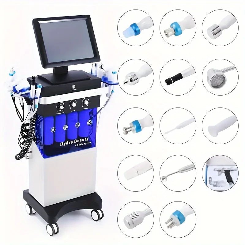 Summer Promotion, 14 in 1 Multi-functional Hydrogen Oxygen Facial Treatment Machine, Suitable for household and Workplace, Fully