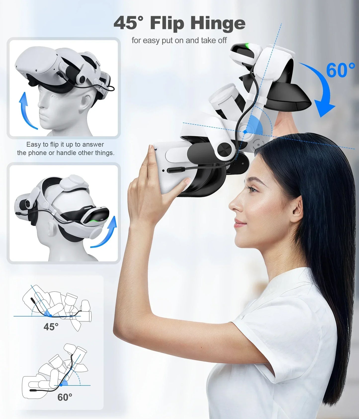 Head Strap for Meta Oculus For Quest2/3 VR Accessories Replacement Adjustable Enhanced Elite Head Strap 2-3Hrs Extended Playtime