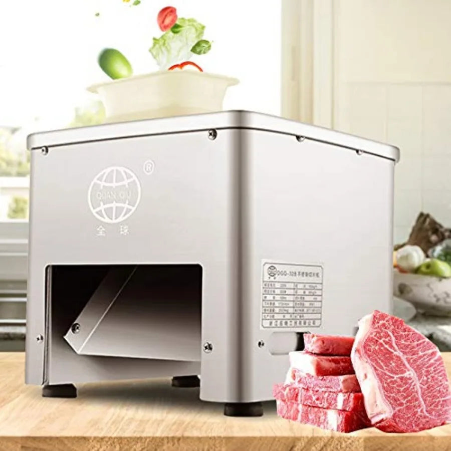 550W Commercial Meat Cutting Machine with 353 Lbs/H Capacity Stainless Steel Electronic Fresh Meat Slicer Shredded Cutter for K