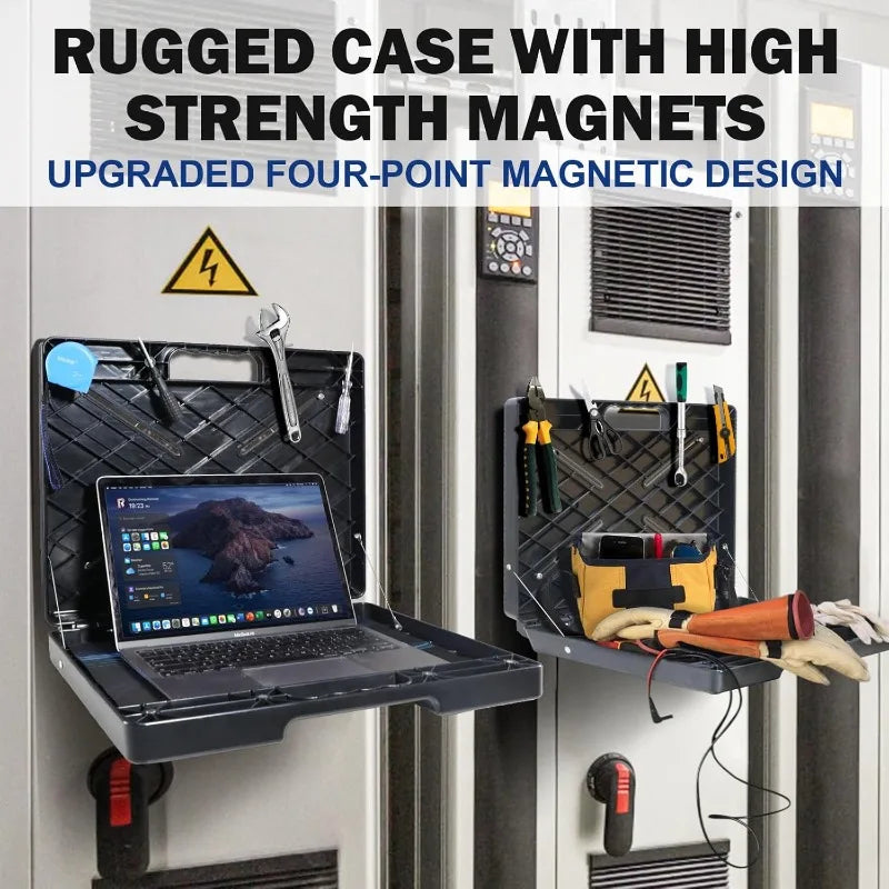 Magnetic Laptop Stand, Portable Workstation with 4 Super Strong Magnets, Rated at 45 Pounds, Magnetic Toolbox Attach to HVAC, Tr
