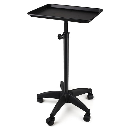 Aluminum Tattoo Rolling Tray with Wheels - Adjustable Height Salon Cart for Hair Stylist Medical Dental Tray