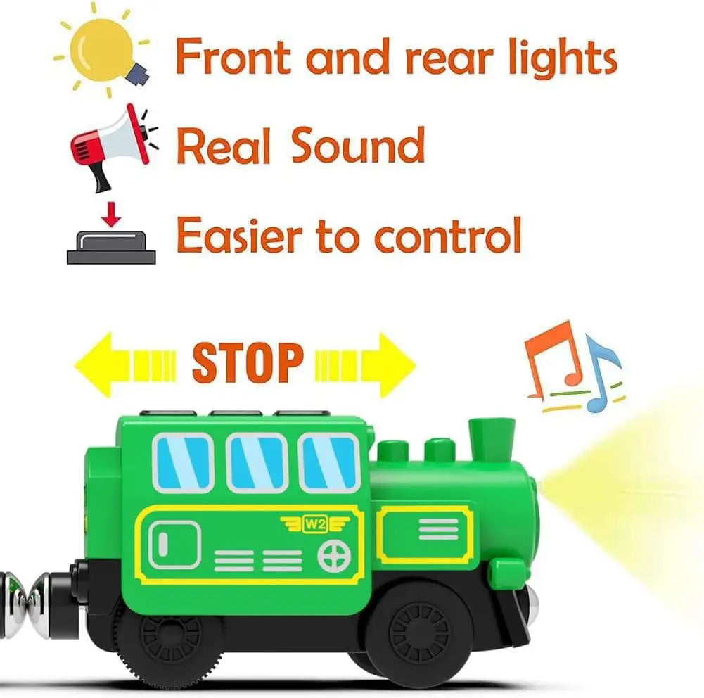 Motorized Train for Wooden Track, Battery Operated Locomotive Train, Remote Control Train for Track Set, Powerful Engine Train