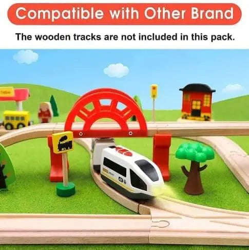 Remote Control Train with Magnetic Connection, Battery Operated Train for Toddlers, Compatible with Thomas, Brio, Chuggington