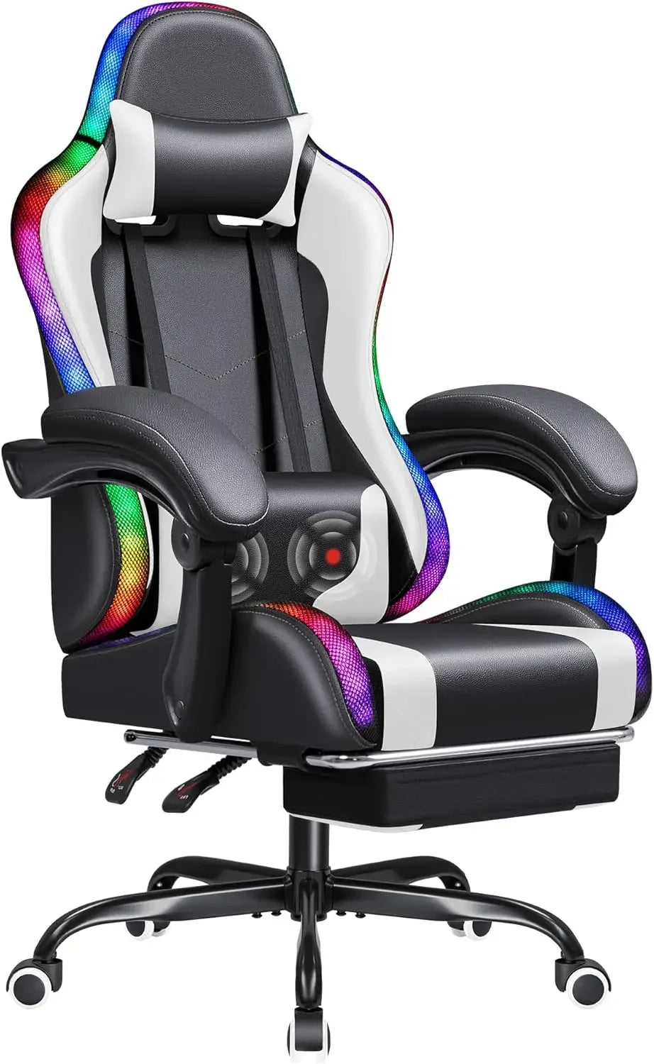 Gaming Chair, Video Game Chair with Footrest and Massage Lumbar Support, Ergonomic Computer Chair Height Adjustable