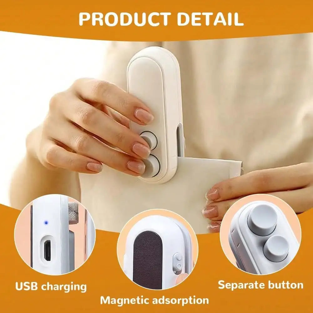 Mini Snack Bag Sealing Machine, Rechargeable 2-In-1 Bag Heat Sealing Machine, With Chip Cutter, Plastic Bag Resealing Machine To Keep Food Fresh, Small Sealing Machine With Blade, Hot Vacuum Sealing Machine, USB Charging Seal