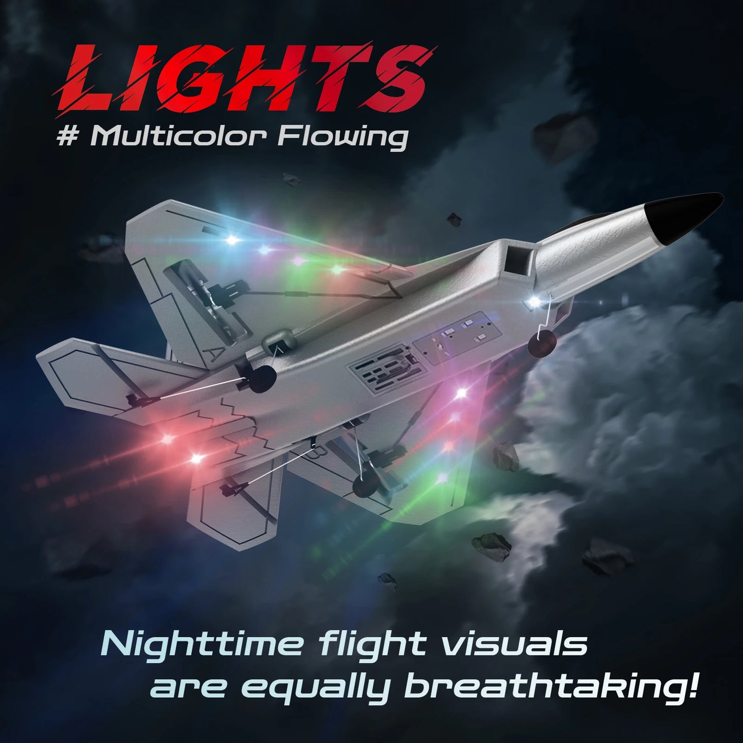 F22 RC Airplane - 4 Channel Fighter Remote Contro Airplane for Adults Beginners with Lights, RTF RC Aircraft with 2 Batteries