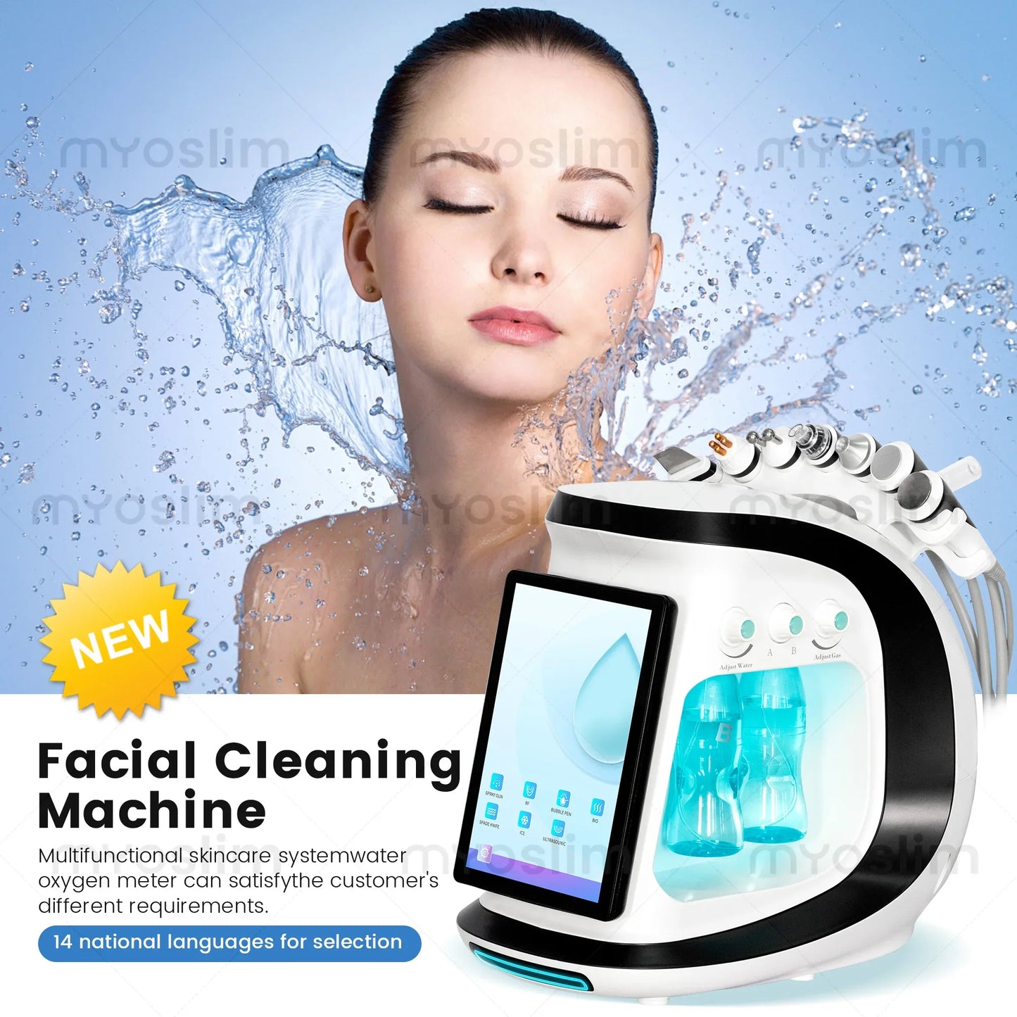 Hot sale  new water mill sand oxygen ice blue intelligent water knife peeling small bubble ski facial mask beauty equipment