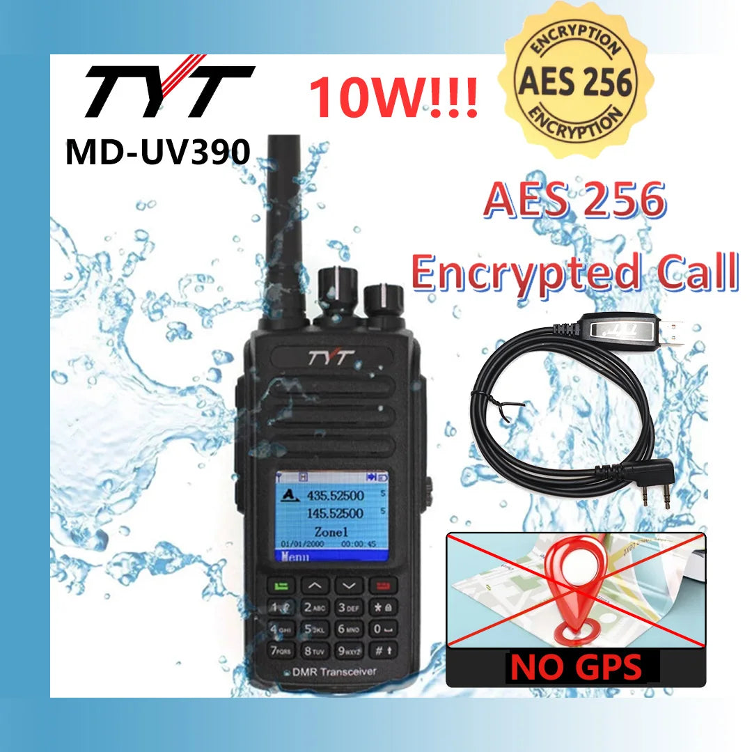 TYT NEW AES256 Encryption MD-UV380/390  Digital Walkie Talkie VHF UHF Dual Band Waterproof Radio GPS Ham Radio DMR Walkie Talkie