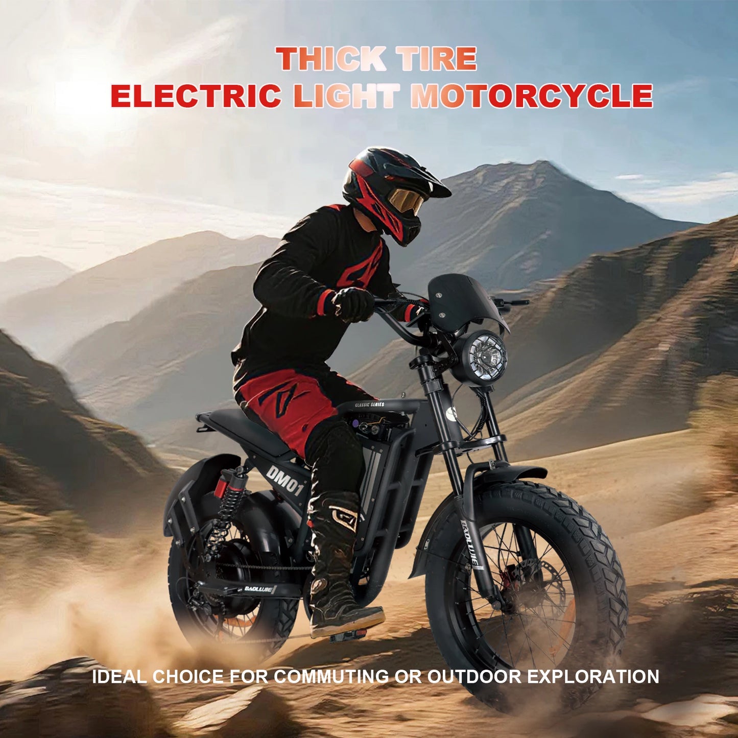 【1 Year Warranty】BAOLUJIE DM01 Moto Electric Bicycle 60V 30AH Battery 42 MPH Electric Bike E-Bike Adult for Electric Motorcycle