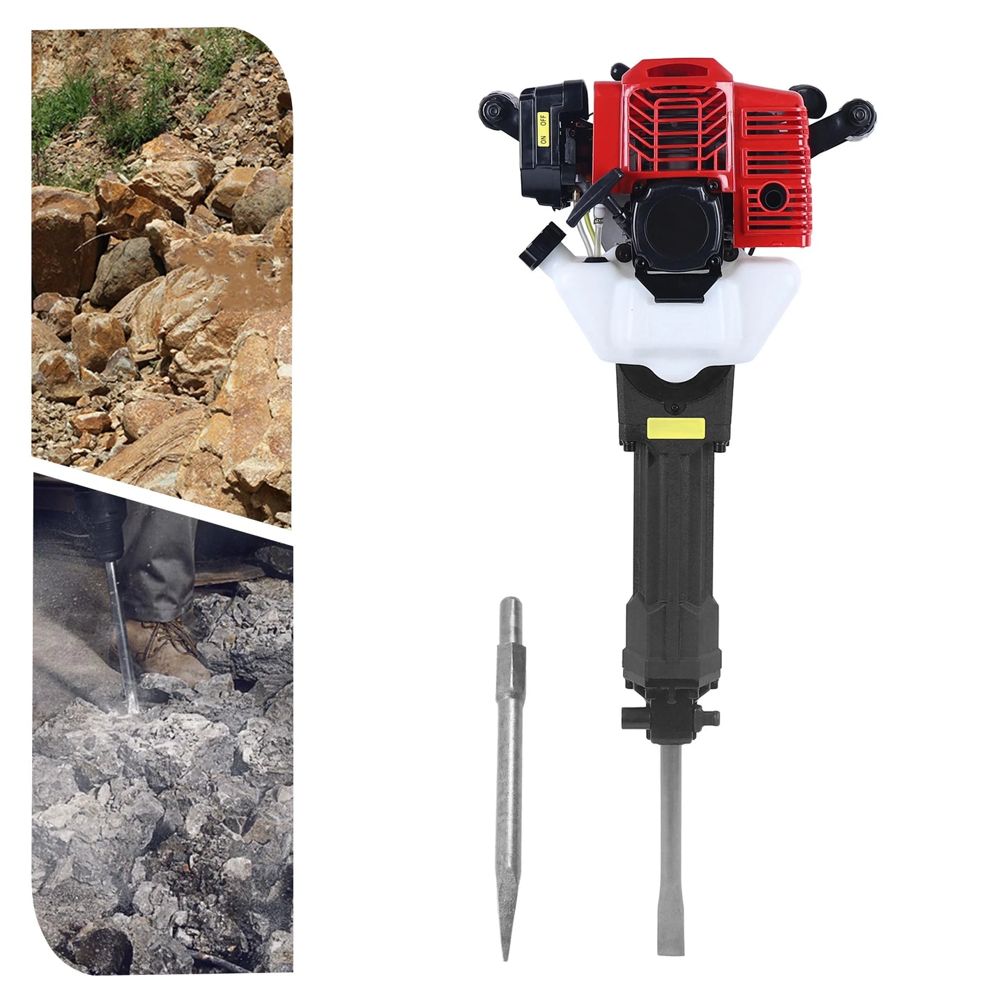 52CC 2 Stroke Jack Hammer Handheld Rock Drill Industry Concrete Breaker Drill With 2 Chisel  For Building Construction