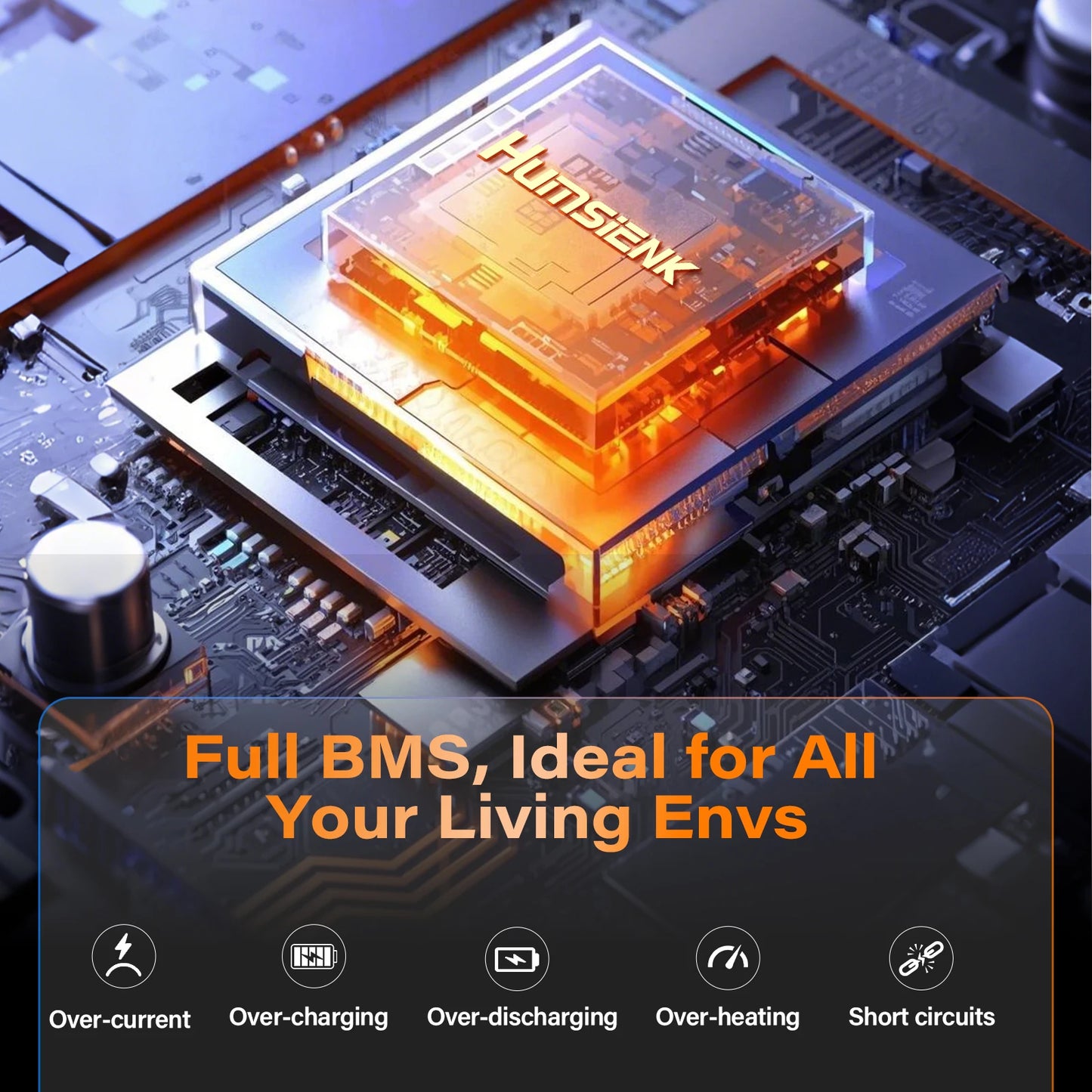 Humsienk 12V 100AH LiFePO4 Lithium Battery With Bluetooth Monitor Battery info 1280Wh For RV, Camper, Golf Cart, Trolling Motor