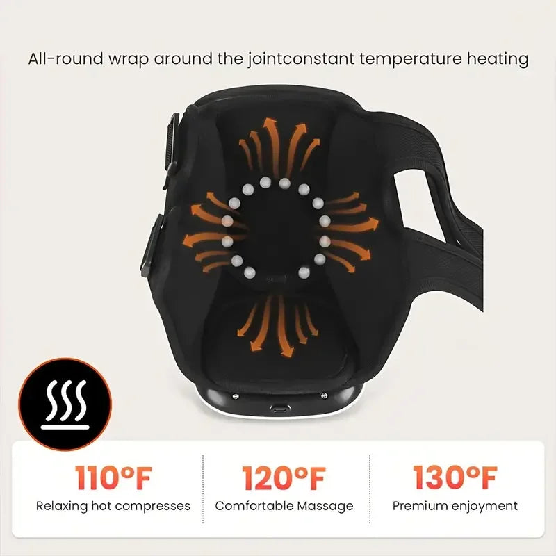 Cordless Knee Massager with Heat and Vibration, Portable Knee Massager with Large LED Screen, Adjustable Temperature, Comfort Pe