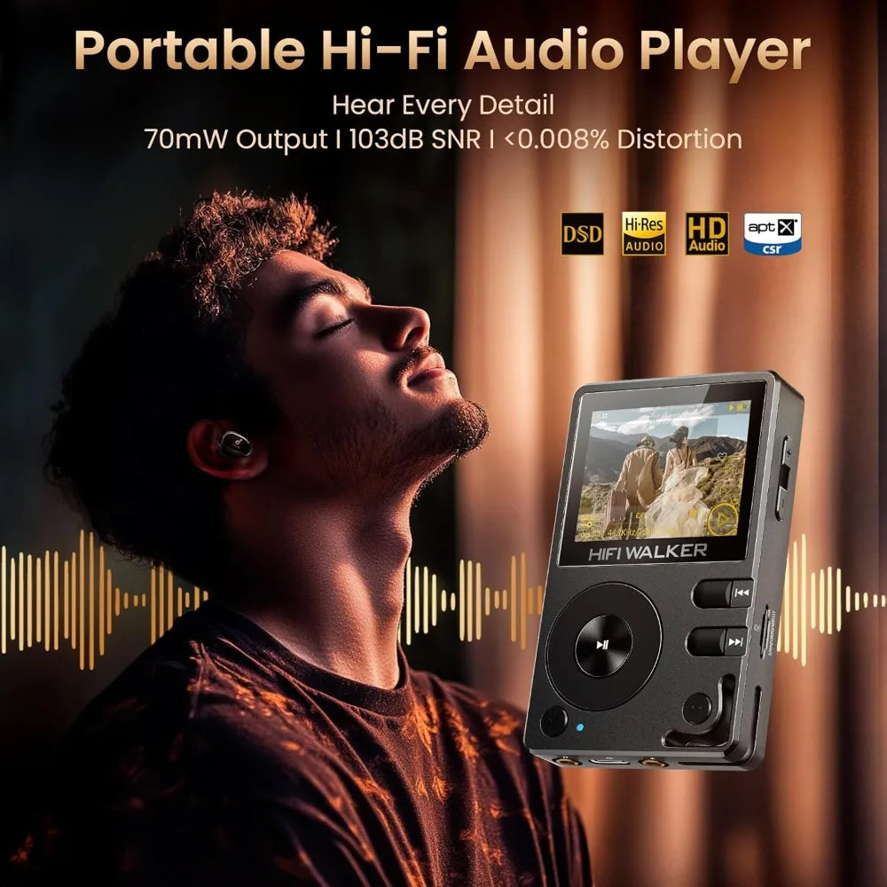 H2 HiFi MP3 Player with Bluetooth 5.2, Lossless DSD FLAC Player, Digital Audio Player Hi Res Portable Music - Free Delivery
