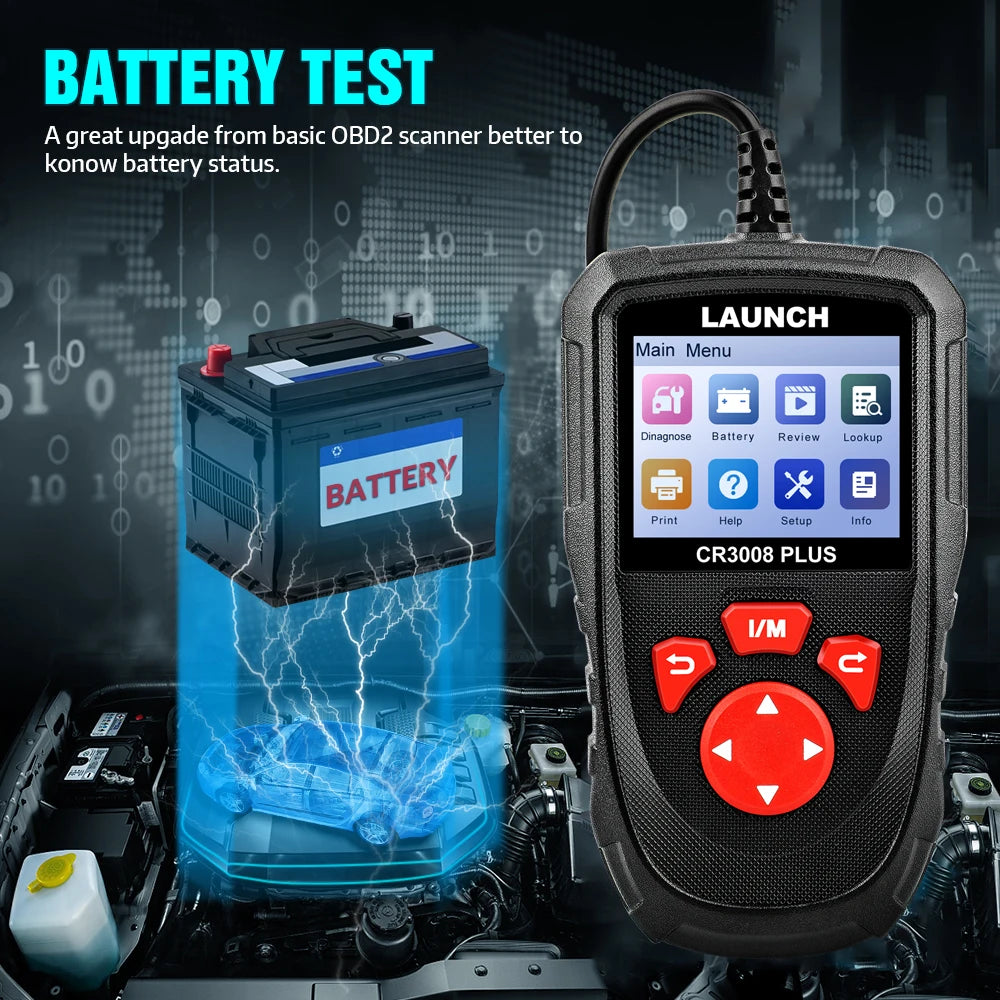 LAUNCH X431 CR3008 PLUS OBD2 Scanner OBDII Code Reader Diagnostic Tool DTC Lookup Check Engine Battery Scan Lifetime Free Update