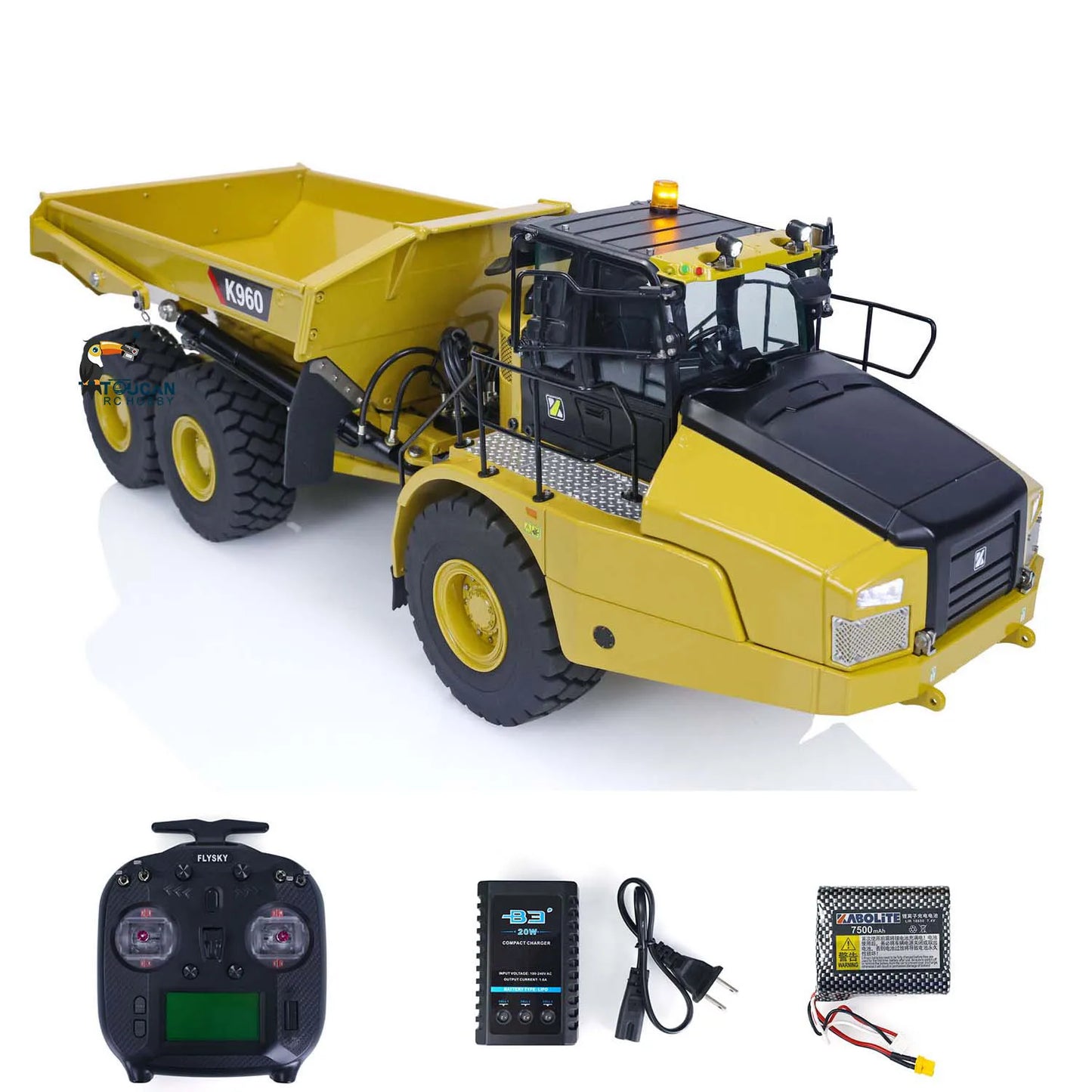 US Stock 6x6 KABOLITE K960 1/20 RC Hydraulic Articulated Truck Light System Radio Control Metal Engineering Vehicle Dumper Toys