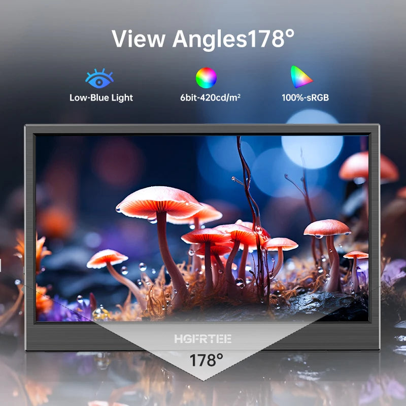 HGFRTEE portable monitor 10.5inch FHD IPS screen second external monitor suitable for laptop/PC/Mac/Xbox/PS4/5