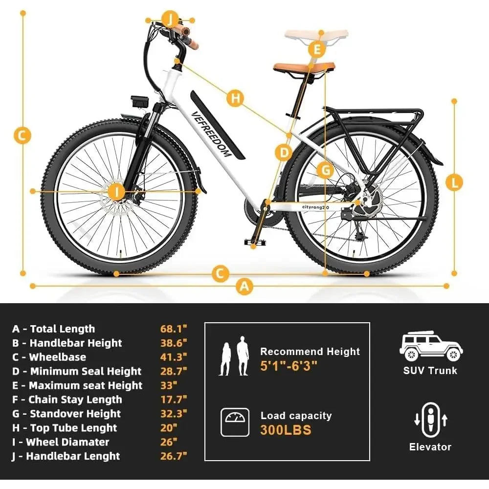 26" Electric Bike or Adults,1000W Motor Peak Ebike Max Long Range 70 Miles & 28 Mph by 48V Removable Battery,Commuter ast E-Bike