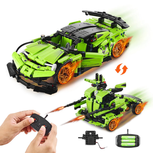SucceBuy 2-in-1 RC Car/Robot 461pcs Blocks Remote Control STEM DIY Children Building Toys APP Controlled for Boys Birthday Gifts