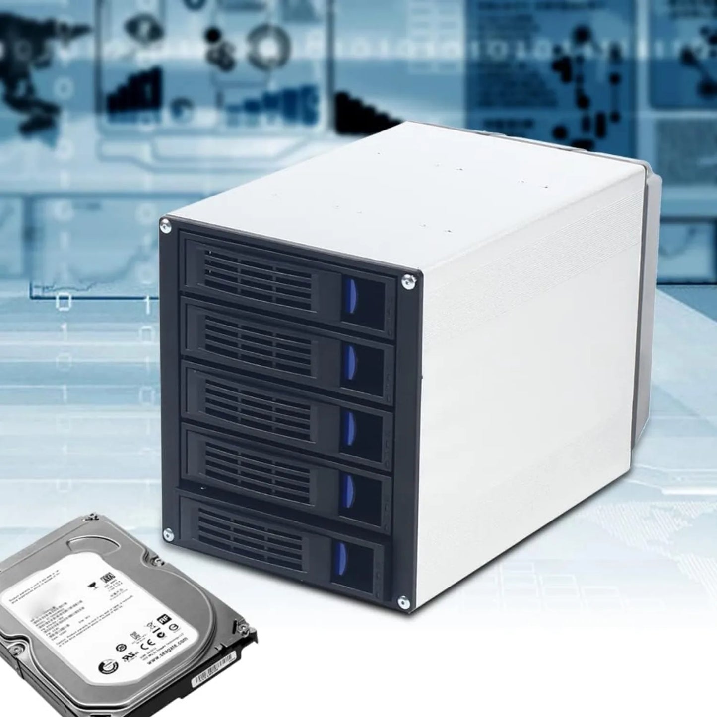 5 Bay 3 x 5.25 Drive Bays Hard Disk Enclosure HDD Hot Swap Cage Mobile Rack for 5 x SATA 3.5" HDD 5 x SATA 2.5" HDD SAS HDD