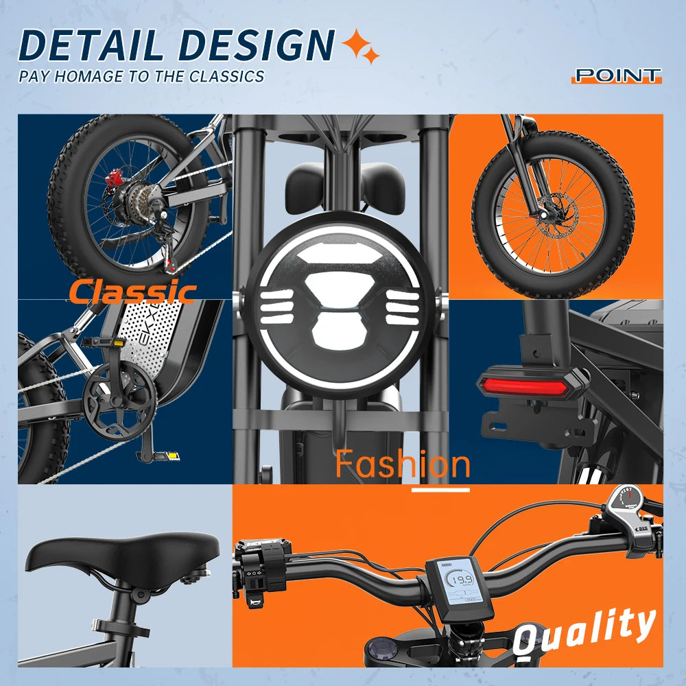 EKX X20 Electric Bike Mountain Moped Ebike 20 Inch Fat Tire 2000W 48V 35AH Men's Road EBike Electric Bicycle For Adults E Bikes