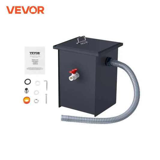 VEVOR Commercial Grease Trap 8 LBS Grease Interceptor Side Inlet Interceptor Under Sink Carbon Steel Grease Trap for Restaurant