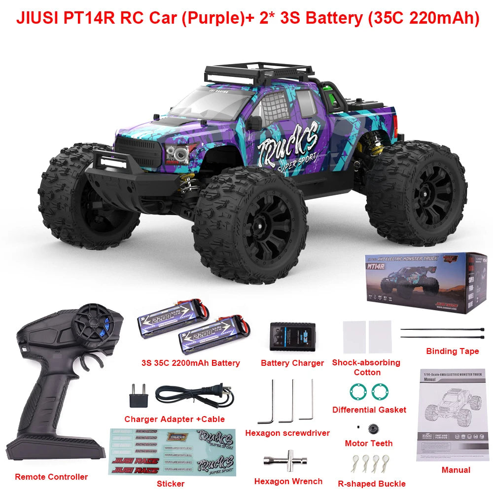 JIUSI PT14R MT14R 1/14 Racing Car 4WD 80km/h Brushless 2.4G Remote Control RC Car High Speed Off-road Drift Truck RC Toy As Gift