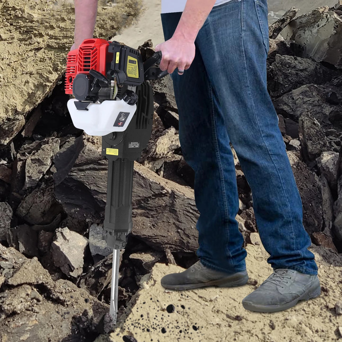 52CC 2 Stroke Jack Hammer Handheld Rock Drill Industry Concrete Breaker Drill With 2 Chisel  For Building Construction