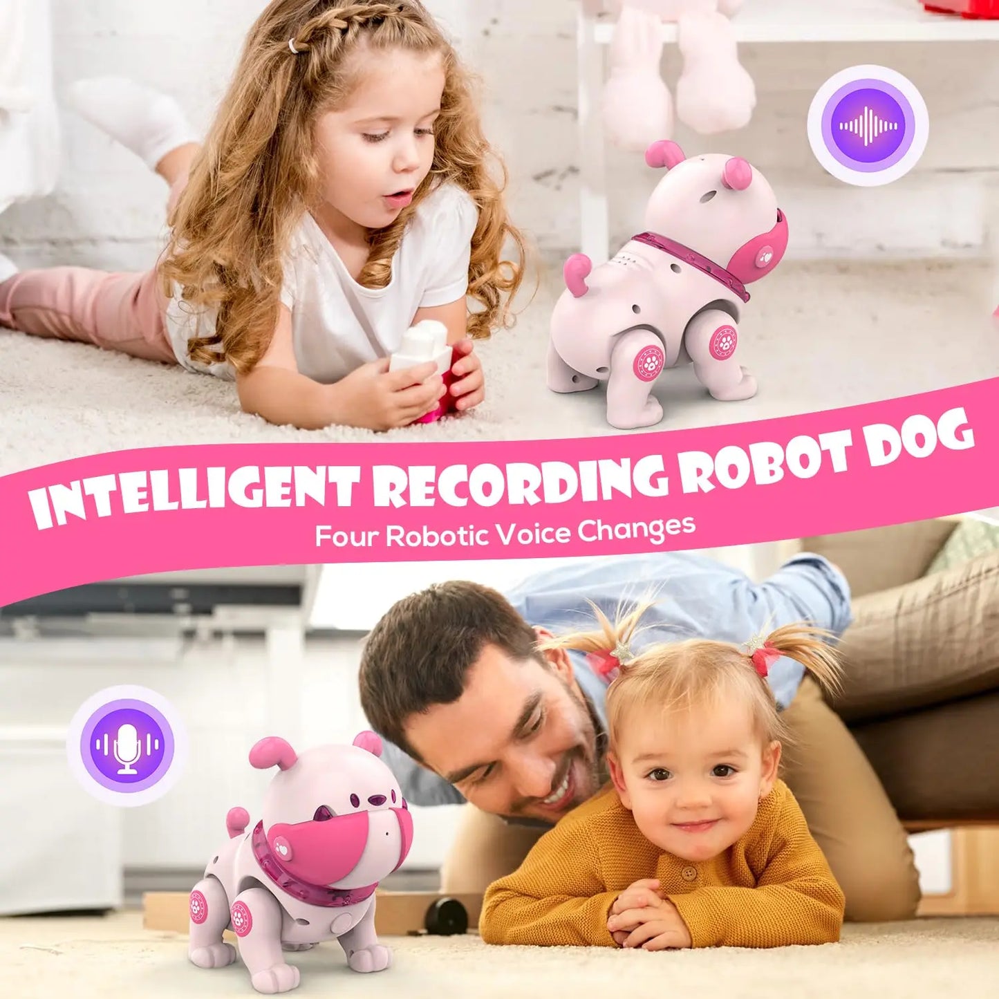 DogToys Remote Control Robots-Puppy Dog RC Toy with LED Voice Rologging & Changing Pet Touch Reaction Dancing Walking for Kids