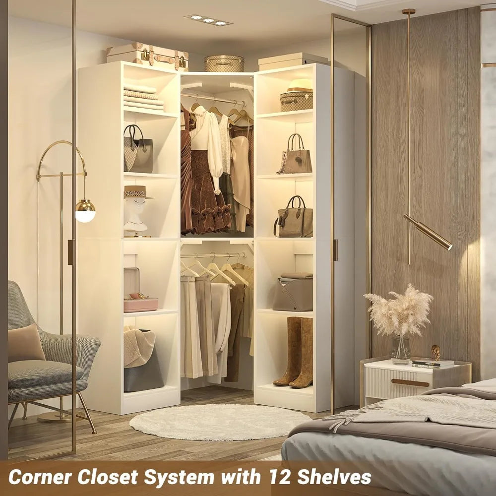 Versatile 6-Tier Walk-In Closet Organizer with 12 Shelves and 39.2 Hanging Rods for Maximum Storage Efficiency