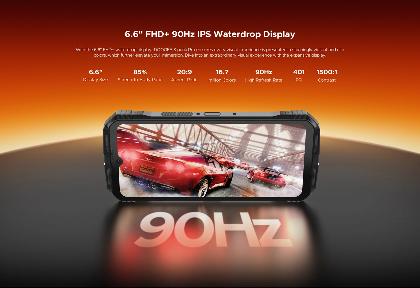 DOOGEE S PUNK PRO Smartphone 6.6" FHD+ 90Hz Android 14 20GB+12GB RAM 512GB ROM 10800mAh 33W Fast Charge 50MP AI Camera 128dB Spe