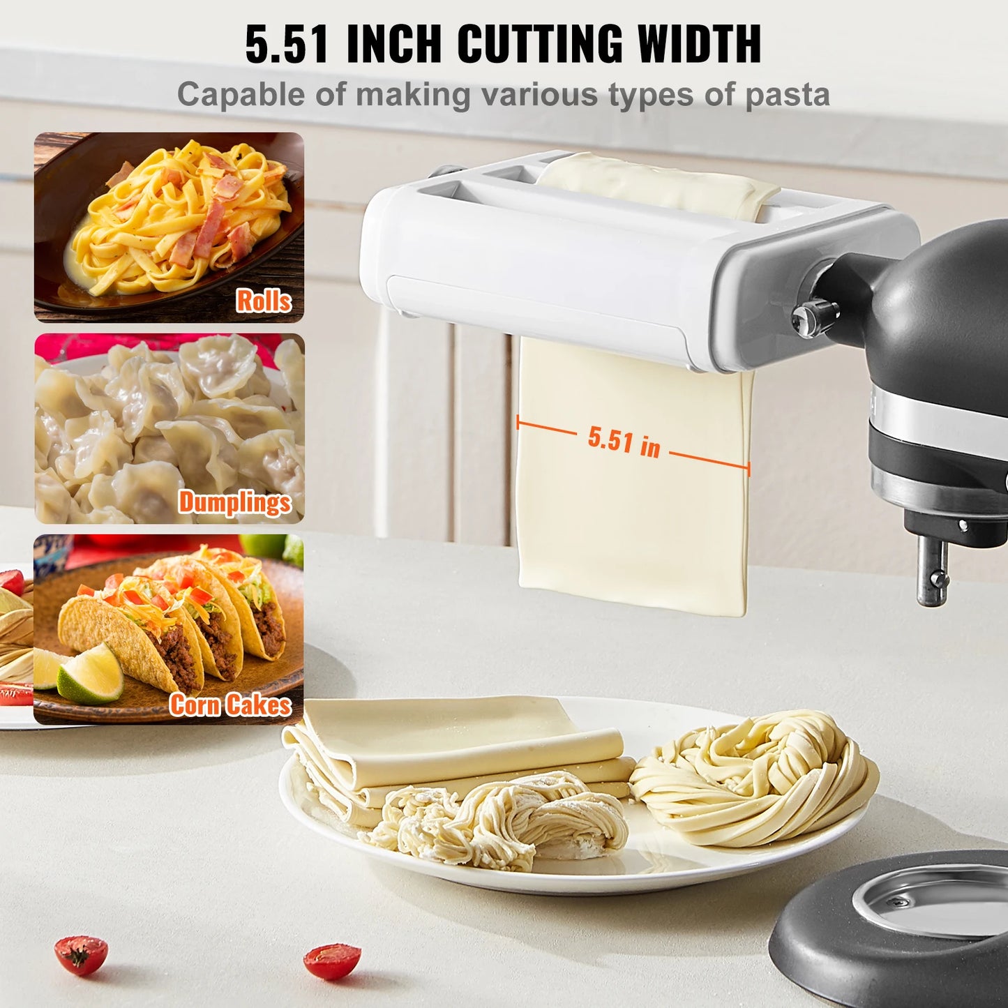 SucceBuy Pasta Attachment for KitchenAid Stand Mixer 3-IN-1 Stainless Steel Pasta Roller Cutter Set Including Pasta Sheet Roller