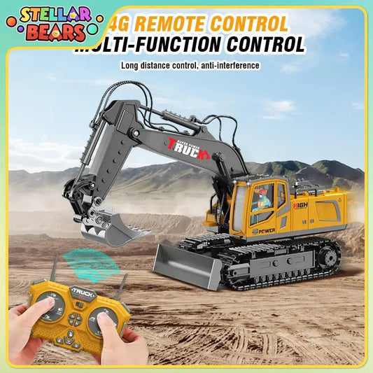 Alloy RC Excavator Trucks Toy Car Multifunction 17 Channel Remote Control Excavator Simulation Engineering Vehicle Children Toys