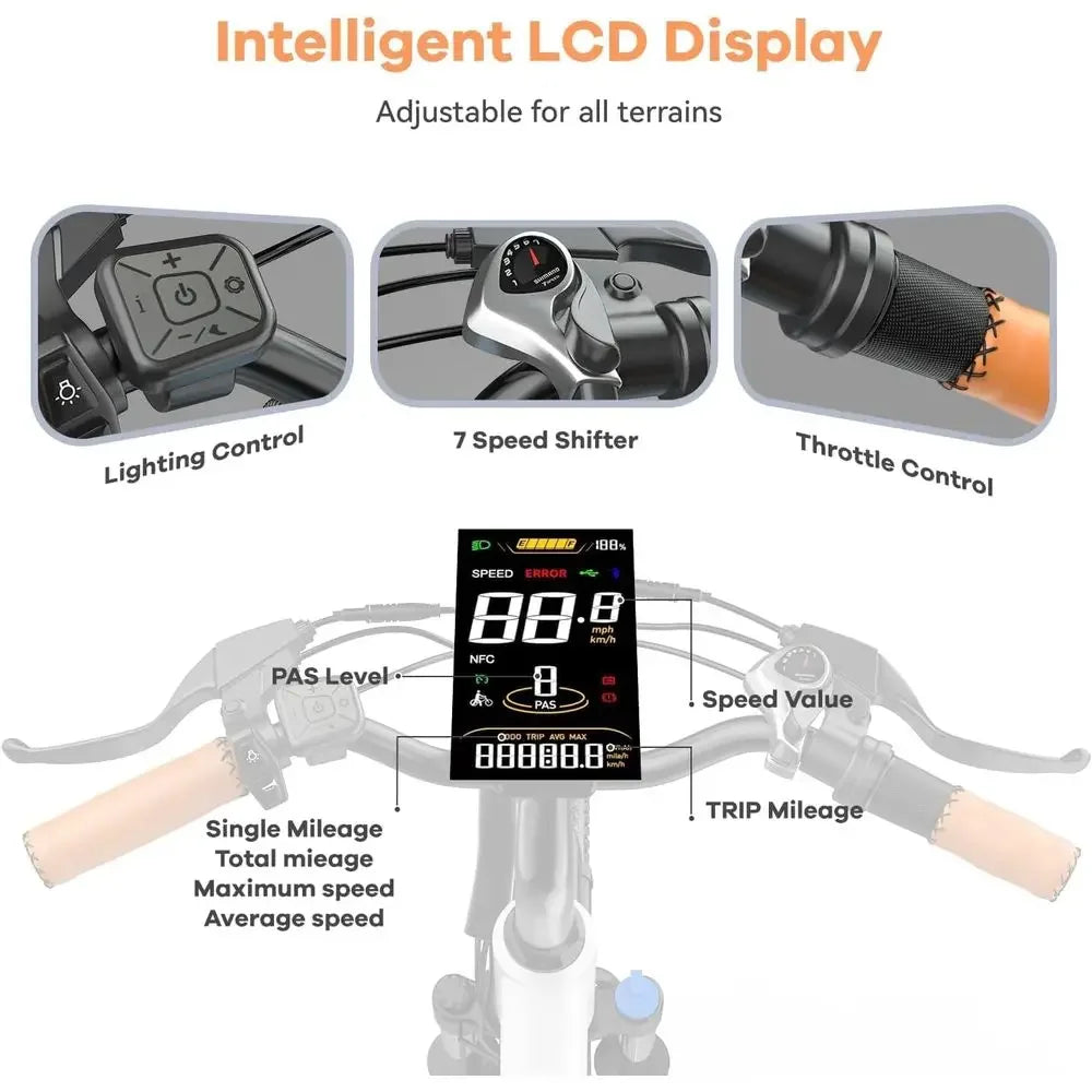 26" Electric Bike or Adults,1000W Motor Peak Ebike Max Long Range 70 Miles & 28 Mph by 48V Removable Battery,Commuter ast E-Bike