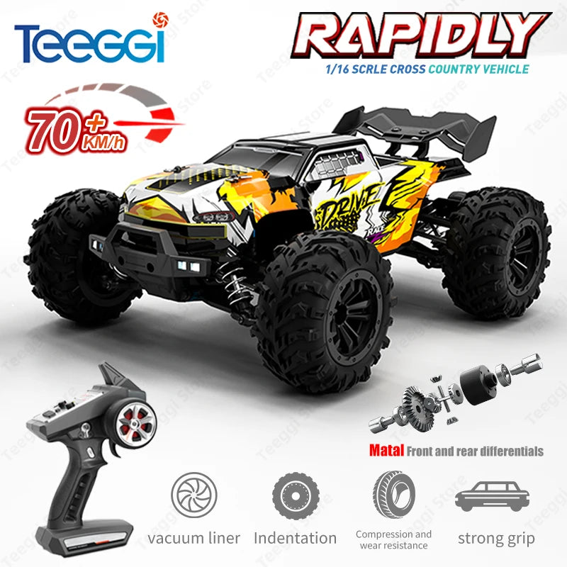 16102 PRO 1:16 High Speed RC Car With LED Light Drift 70KM/H 4WD 16101 pro RC Off-Road Car Monster Truck Toy For Kid Gifts
