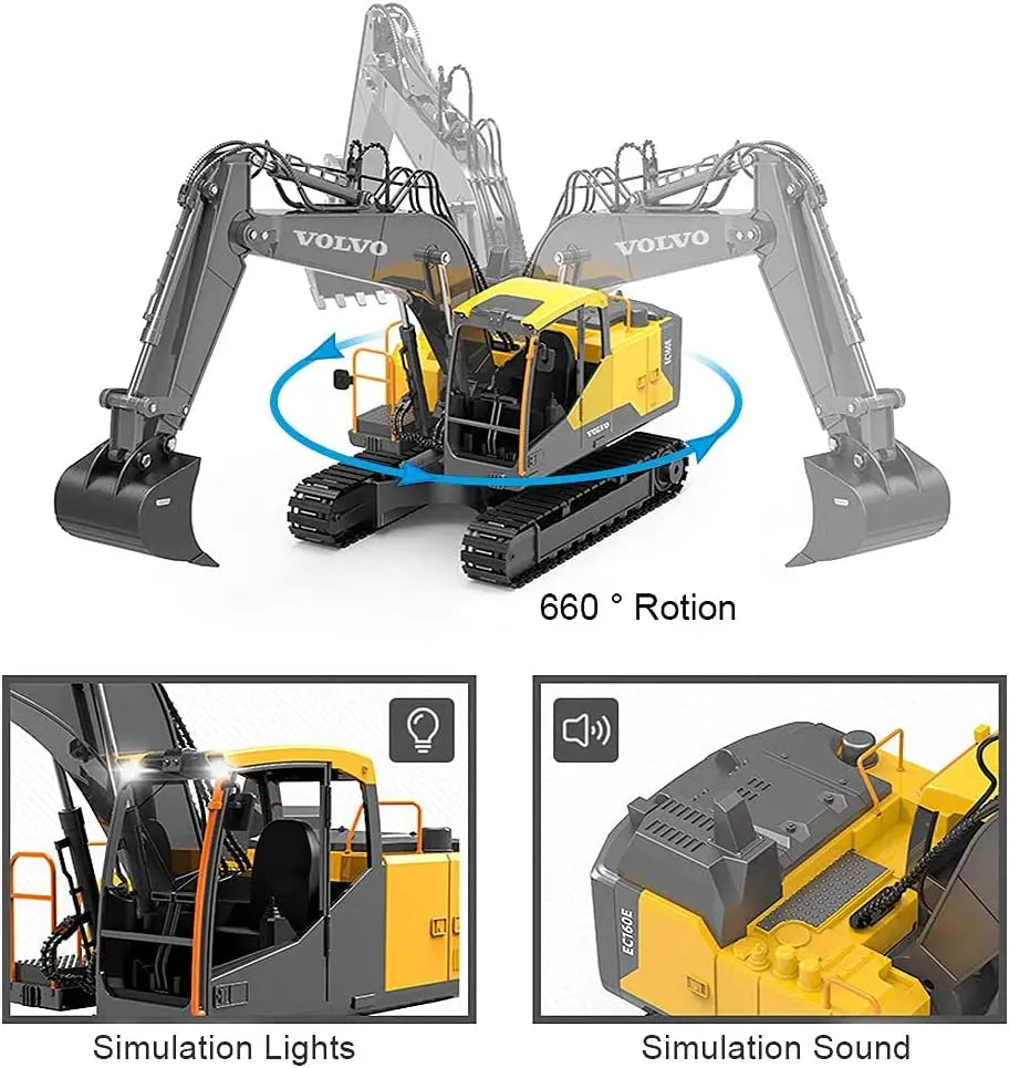 Double E E568 RC Excavator 1/16 17CH Crawler 3in1 Truck Alloy Digger Radio controlled Car Engineering Model Children's Day Gifts