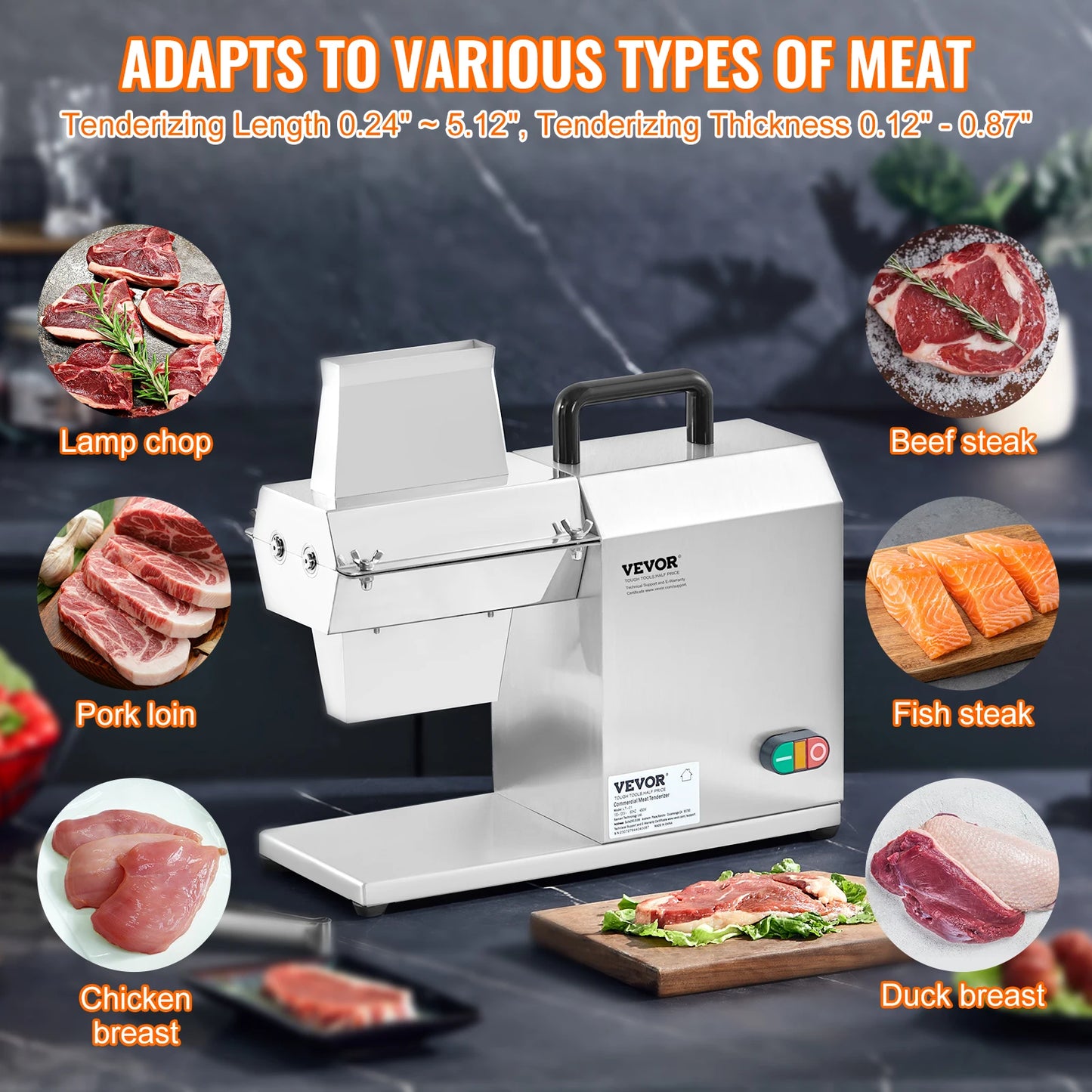 SucceBuy 17inch 54 Blades Commercial Meat Tenderizer 450W Electric Meat Tenderizer Machine for Pork Chicken Fish
