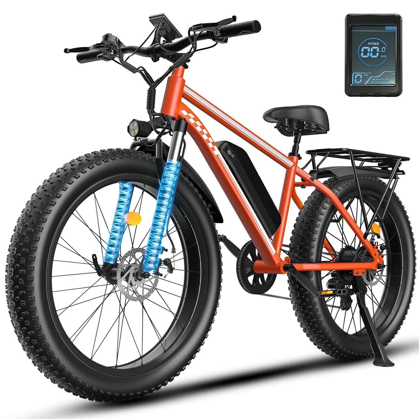 OBX-EB26 E-Bike Electric Bike for Adults 1000W Motor 48V 15Ah Battery 26 Inch Fat Tire E-Bike Disc Brake 28MPH 55KM Range